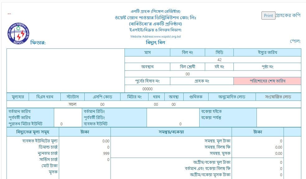 Wzpdcl electricity bill online