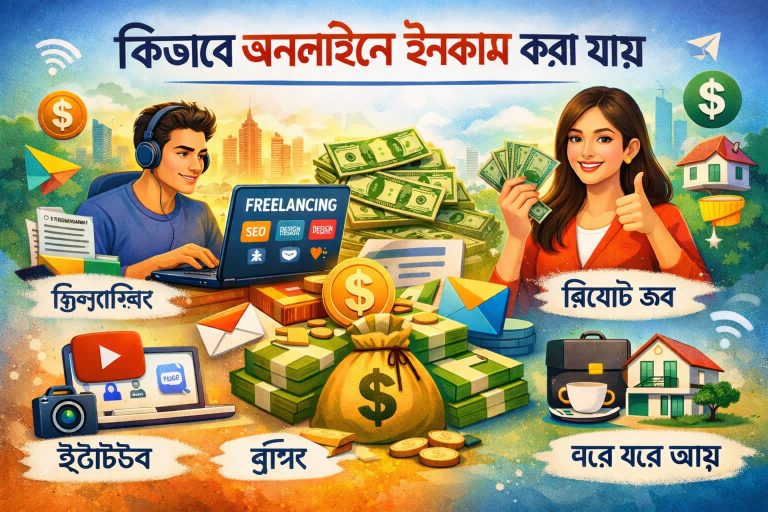 কিভাবে অনলাইনে ইনকাম করা যায়: বাংলাদেশে ঘরে বসে আয়ের সম্পূর্ণ গাইড Kivabe Online Income Kora Jay